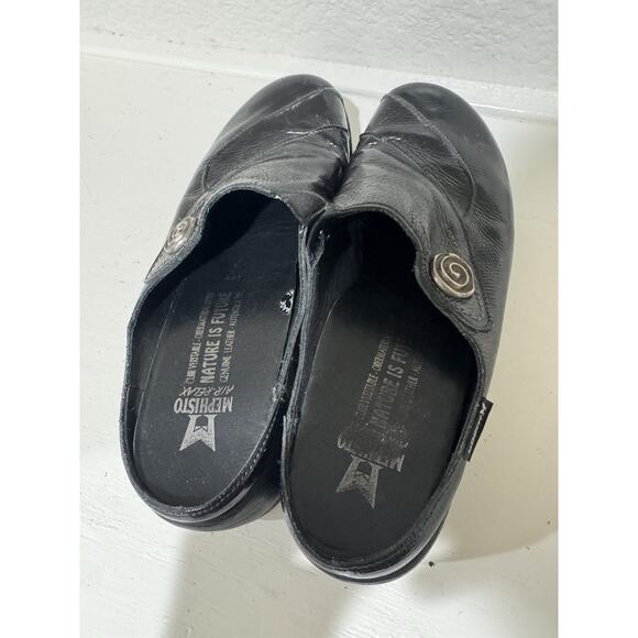 Mephisto Relax Clogs Black Leather Comfort Slip On Shoes - Picture 3 of 8